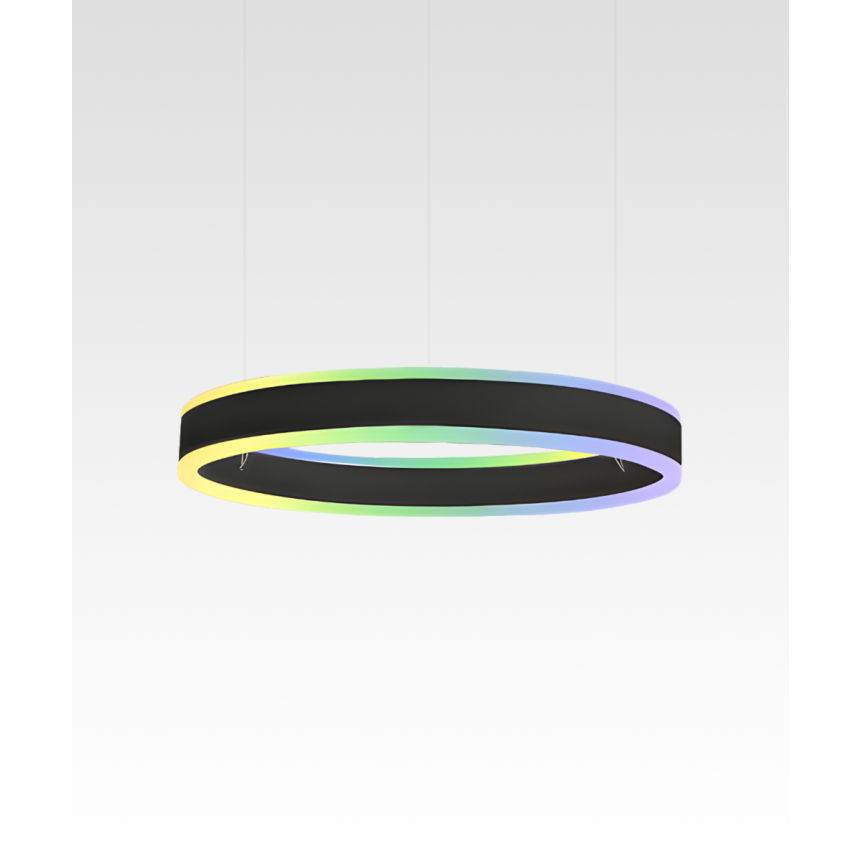 Alcon 12270-1 RGBW Color tunable 1-ring pendant light shown in a black finish.