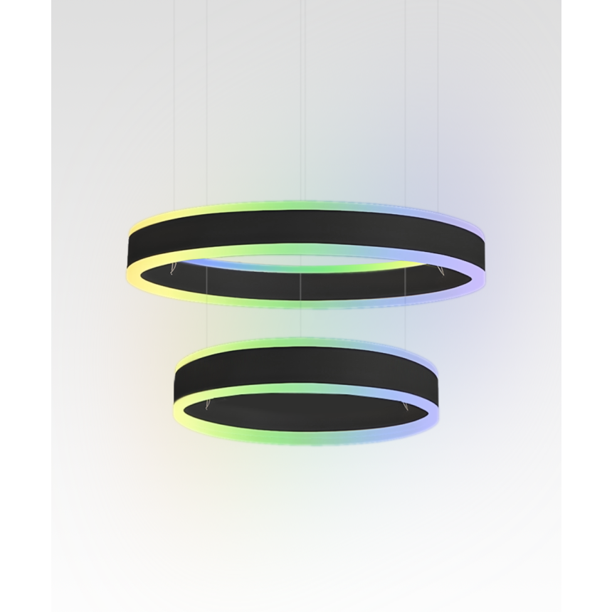 Alcon 12270-2 RGBW Color tunable 2-ring pendant light shown in a black finish.