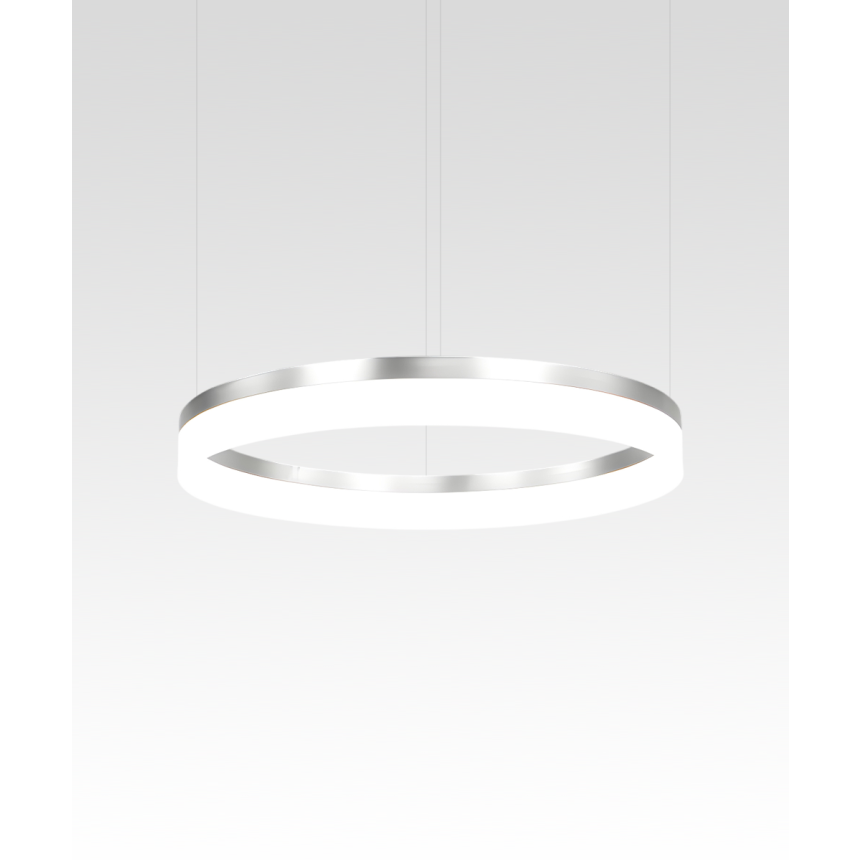 Alcon 12272-1-P, suspended commercial ring pendant light shown in silver finish and with a flush trim-less lens.