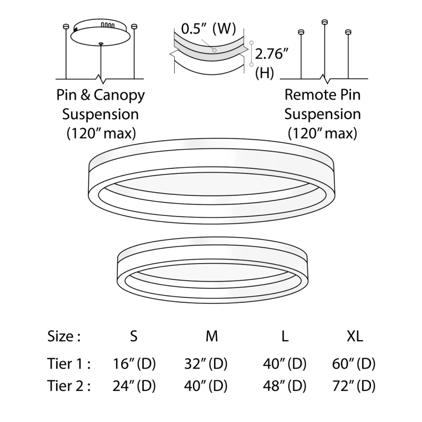 Alcon 12272-2 RGBW Color tunable 2-ring pendant light shown in a silver finish.