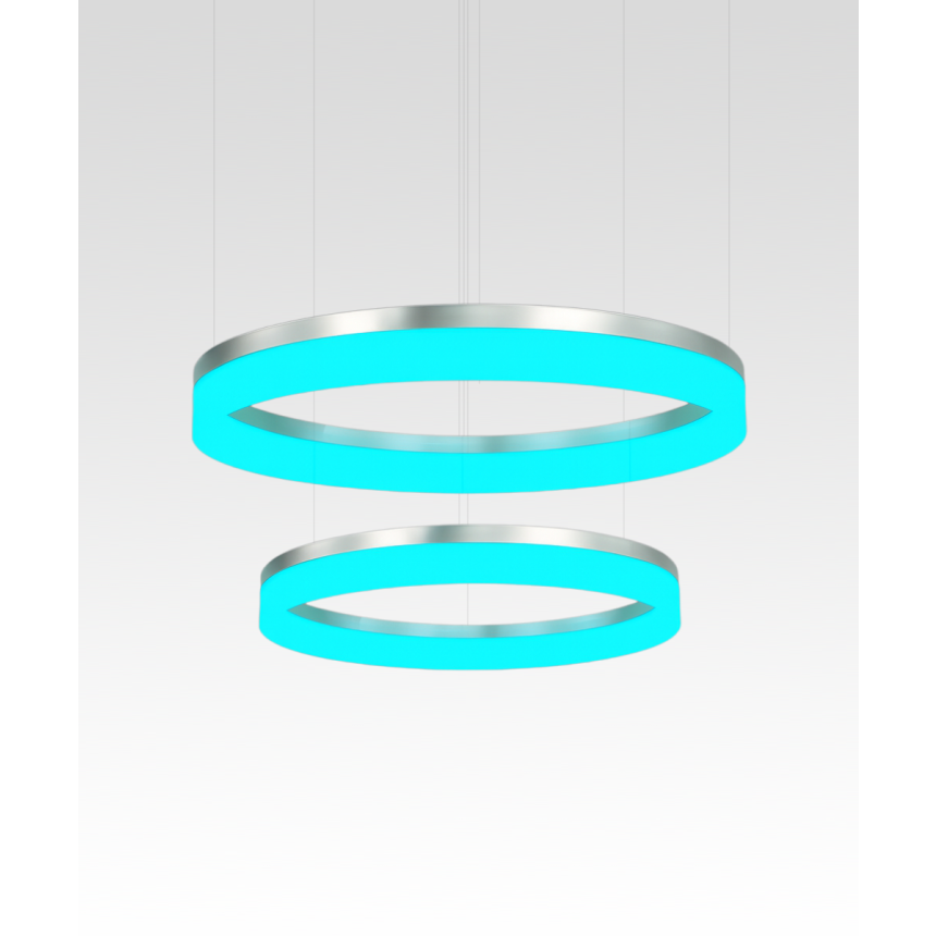 Alcon 12272-2 RGBW Color tunable 2-ring pendant light shown in a silver finish.