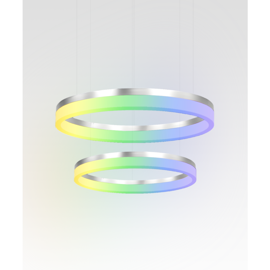 Alcon 12272-2 RGBW Color tunable 2-ring pendant light shown in a silver finish.