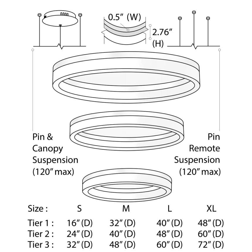 Alcon 12272-3 RGBW Color tunable 3-ring pendant light shown in a silver finish.
