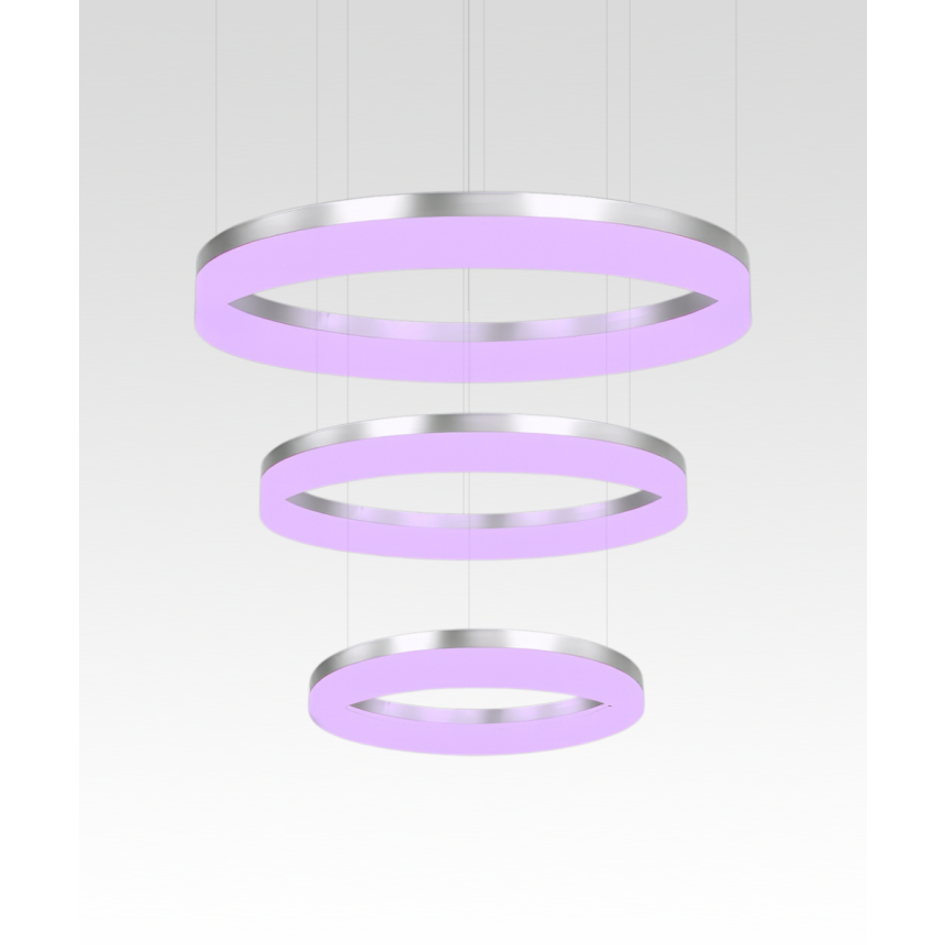Alcon 12272-3 RGBW Color tunable 3-ring pendant light shown in a silver finish.
