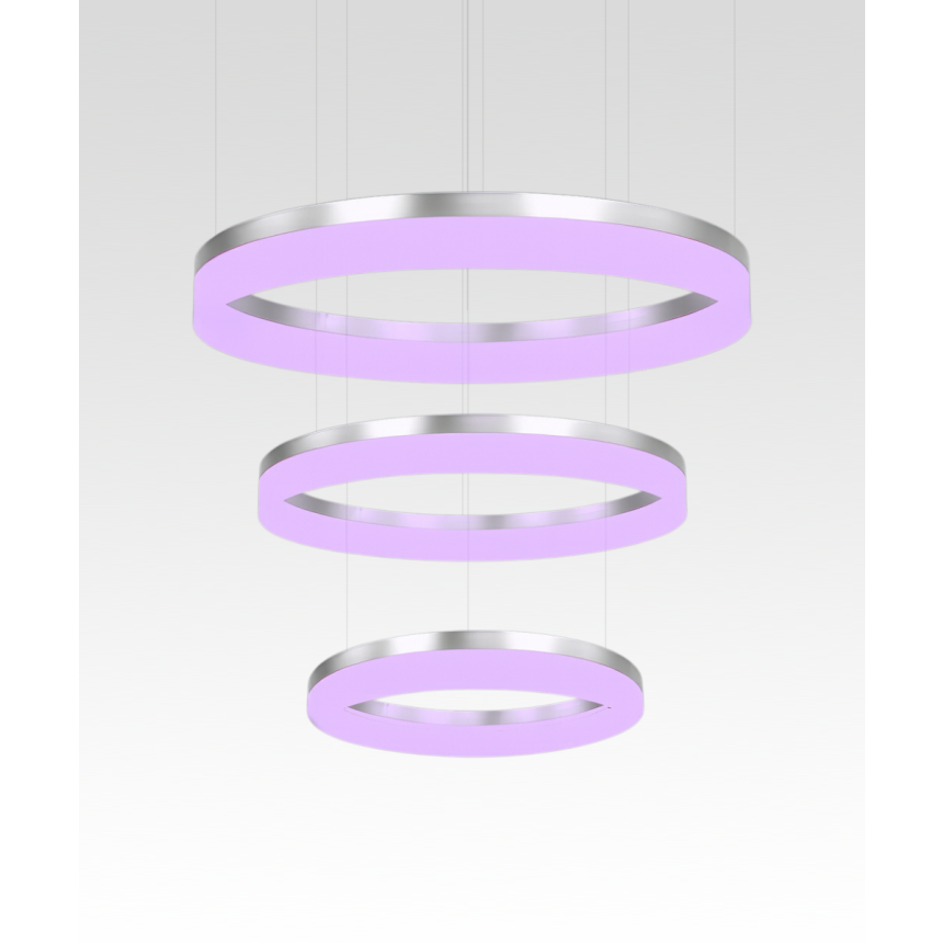 Alcon 12272-3 RGBW Color tunable 3-ring pendant light shown in a silver finish.