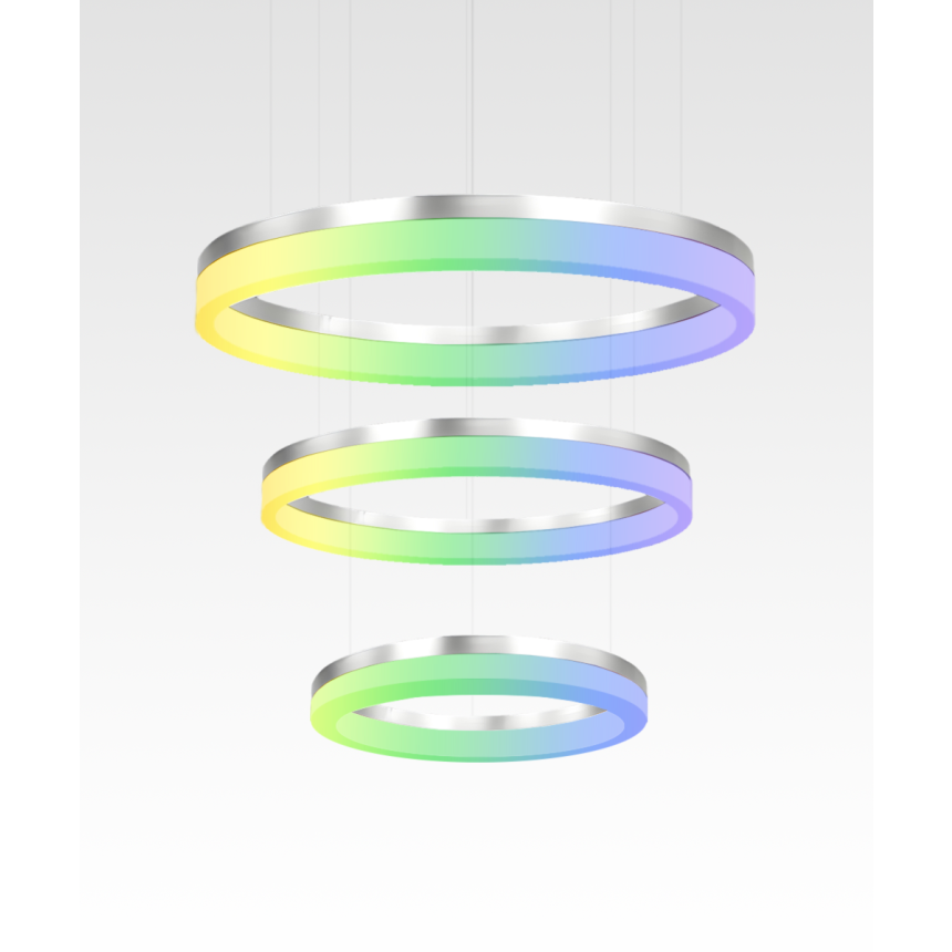 Alcon 12272-3 RGBW Color tunable 3-ring pendant light shown in a silver finish.