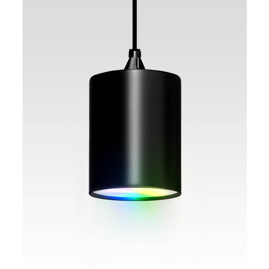 Alcon 12400-6P RGBW Color tunable pendant light shown in a black finish.