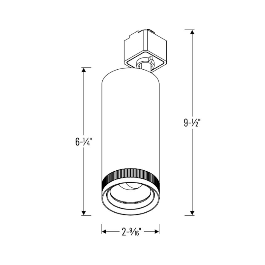 Alcon 14130-L 3.3125-Inch Cylinder LED Track Light Head shown in a Black finish.