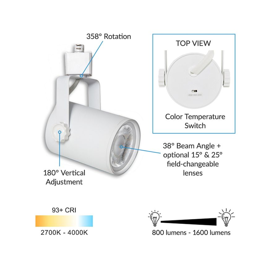 Medium LED Track Light Head