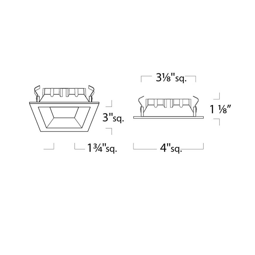 3-Inch Square Architectural Open Reflector LED Recessed Downlight