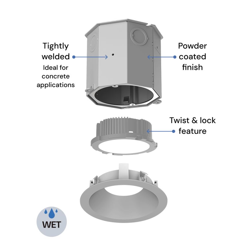 4-Inch Round Recessed LED Concrete Ceiling Light
