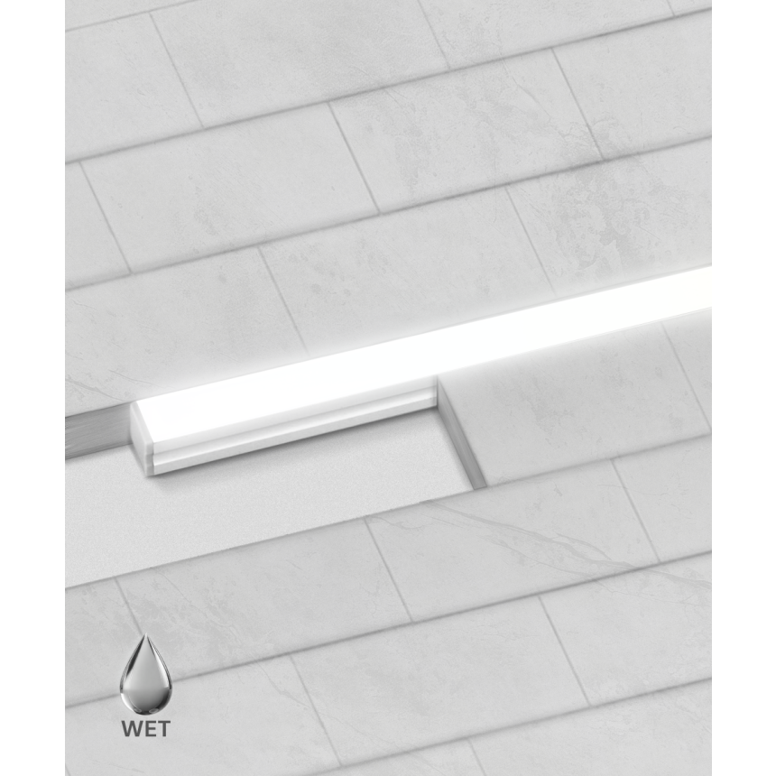 Alcon 14120 linear LED in ground light fixture shown in silver finish.
