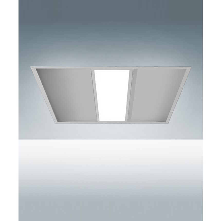 Product rendering of the 14726 recessed decorative LED troffer light shown in the 2-foot by 2-foot square size 
