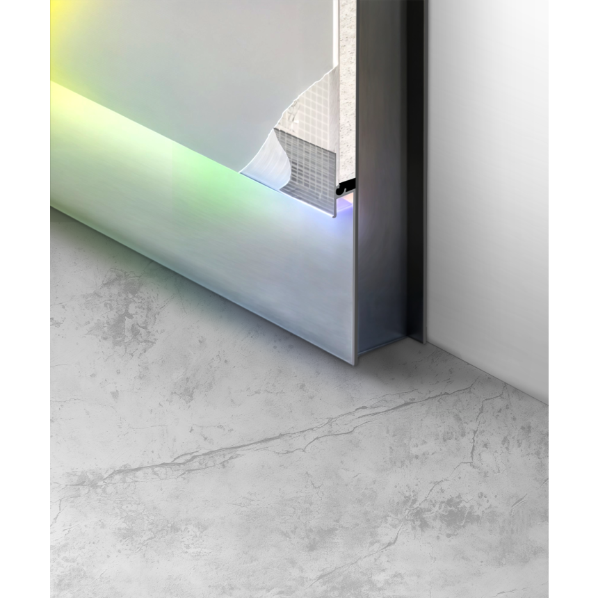 Alcon 15244-S RGBW Color tunable linear baseboard light shown in a steel finish.