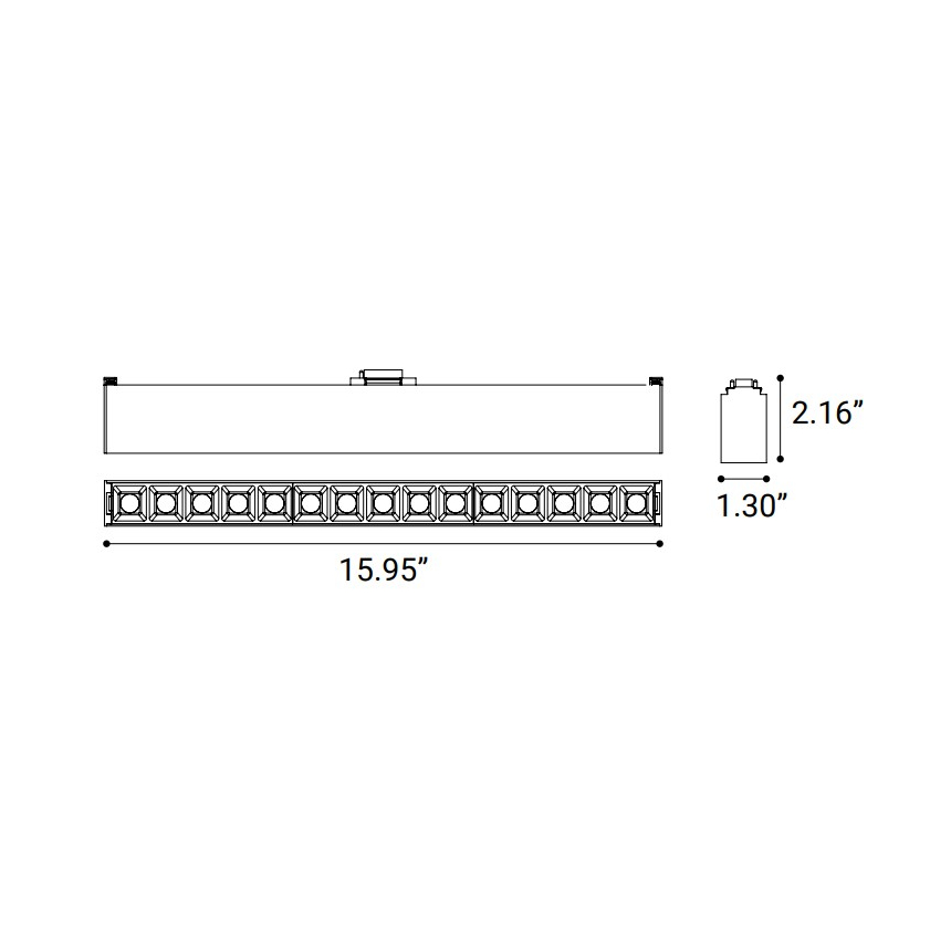 15-Cell Linear Multi-Cell Light Modular Track Component 