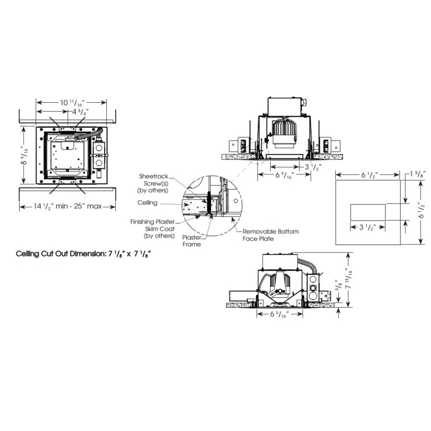 Velato VEL-HHP-TL-1-SA 1LT LED Recessed Slot Adjustable Trimless Multiple 1 Light + Housing + Trimless
