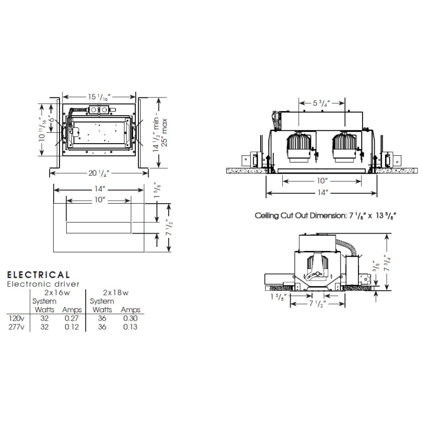 Velato VEL-HHP-2-SA 2LT LED Double LED Recessed Lighting Multiple - 2 Light + Housing + Rimless Trim