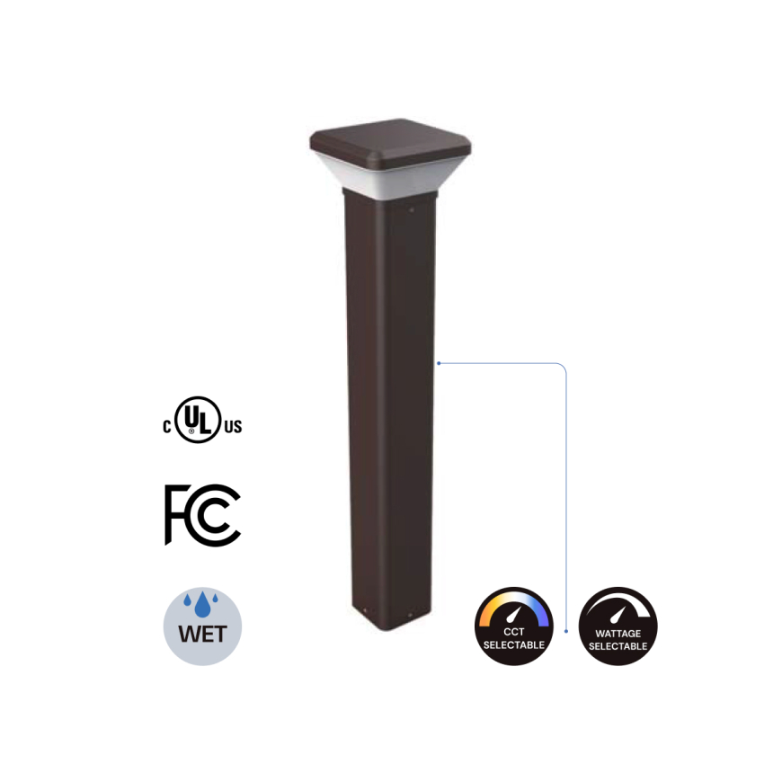 42-Inch Architectural Outdoor Square Bollard LED Pathway Light