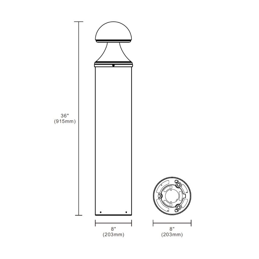 LED Dome Top 36 Inch LED Bollard