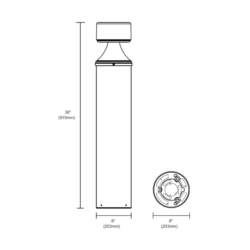 LED Round Flat Top 36 Inch LED Bollard