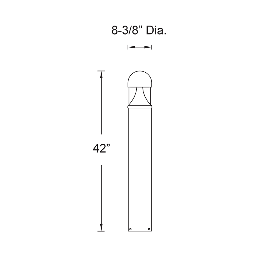 Alcon 9091 Baliz LED 42 Inch Round Top Sand Blasted Louver High Efficiency Bollard Pathway Lighting