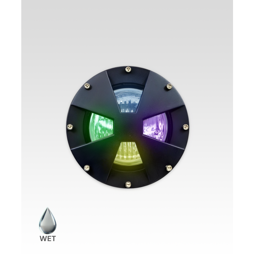 Alcon 9098 RGBW Color tunable in-ground can light shown in a dark bronze finish.