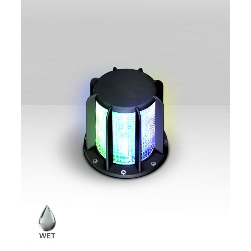 Alcon 9099 RGBW Color tunable in-ground can lantern light shown in a black finish.