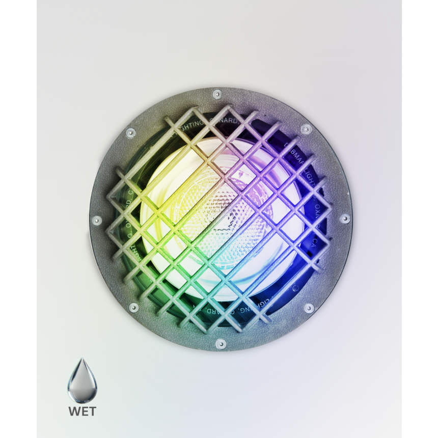 Alcon 9101 RGBW Color tunable in-ground can light shown in a dark bronze finish.
