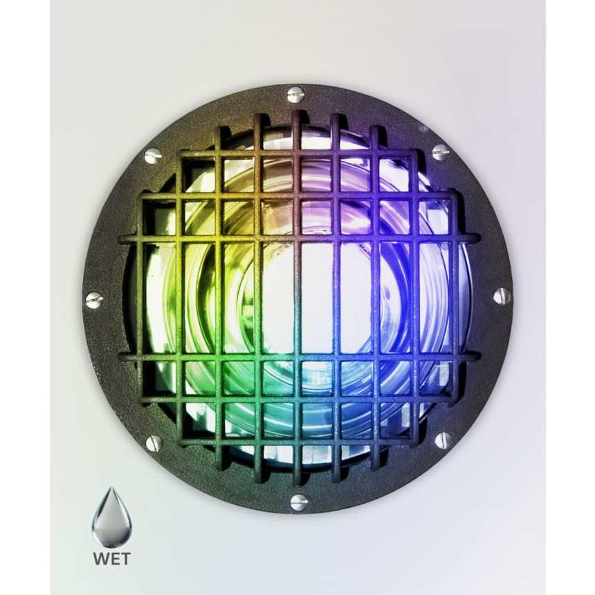 Alcon 9103 RGBW Color tunable in-ground can light shown in a steel finish.