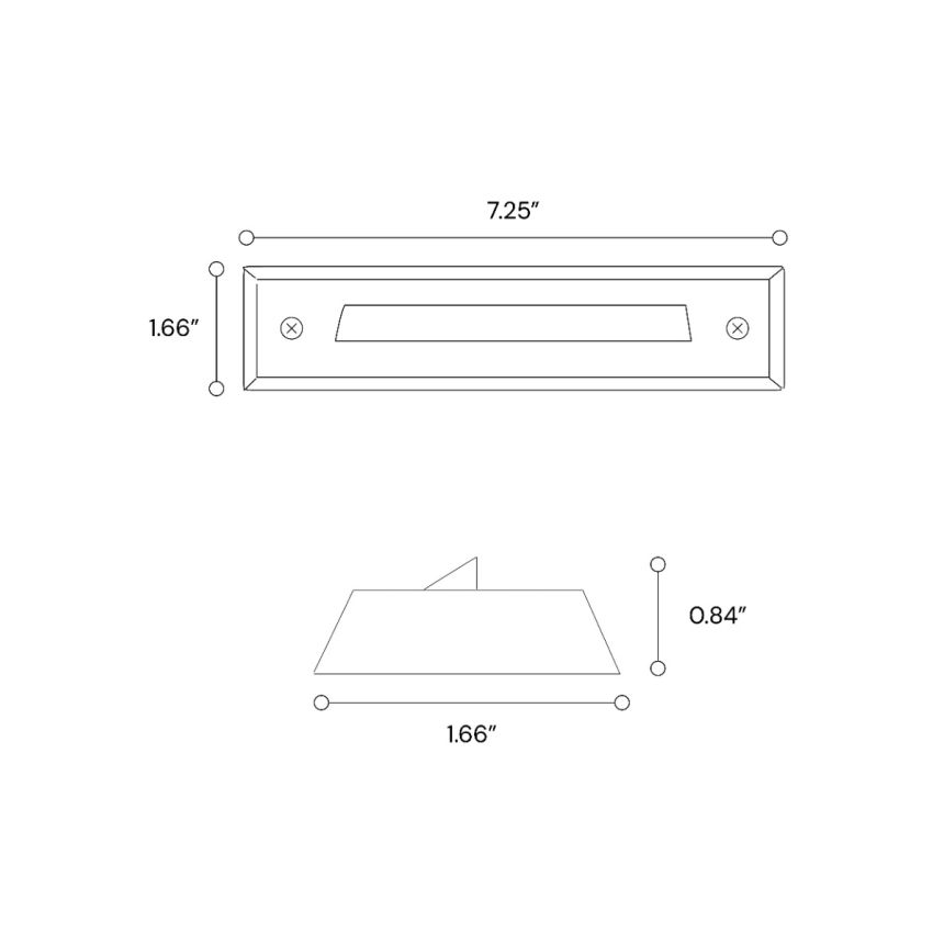 Rectangular brass LED step light fixture with integrated LED strip and black power cable, designed for outdoor pathway, stair, and wall lighting