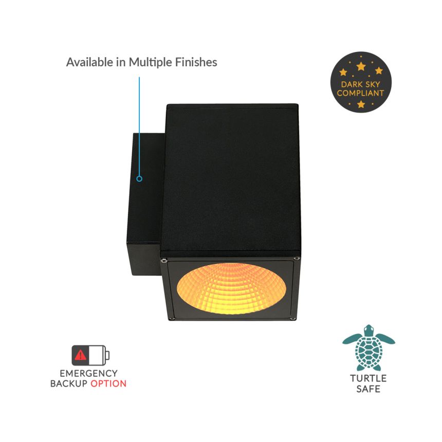Alcon 11218-TF-SQN6 Pavo Turtle Friendly Dark Sky Architectural Amber LED 6 Inch Square 1-Direction Wall Mount Light Fixture
