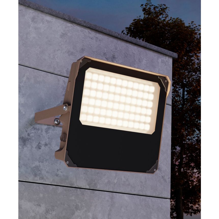 Alcon 11411-TR-MD Trunnion Mount LED Flood Light shown in a bronze finish.