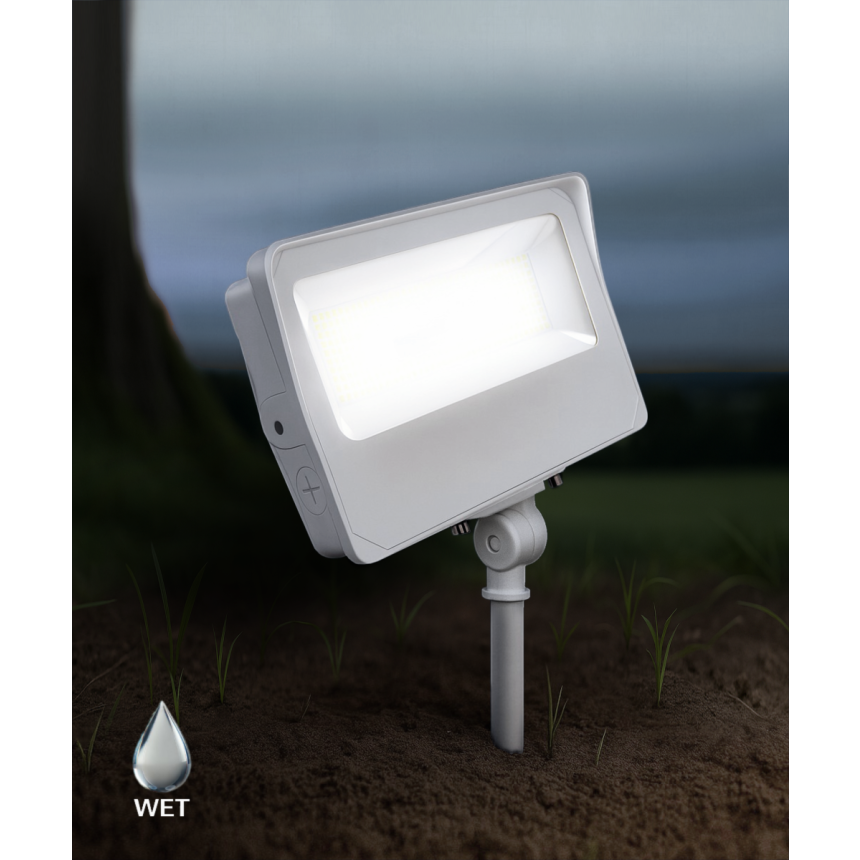 Alcon 11414-KN CCT Selectable Knuckle Mount LED Flood Light shown in a white finish.