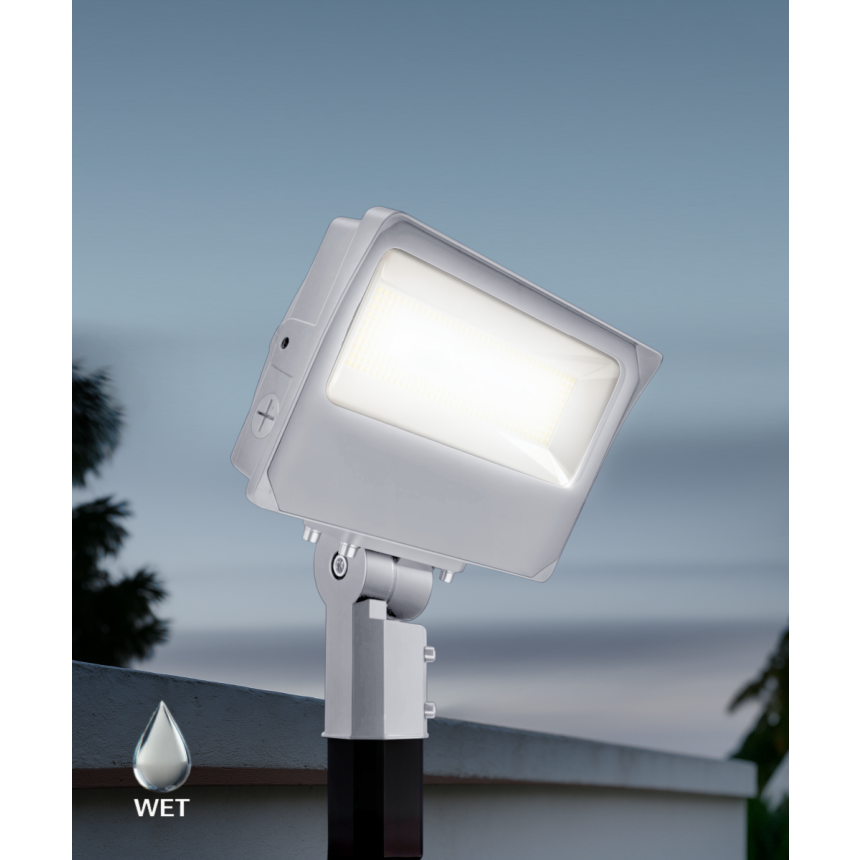 Alcon 11414-SF CCT Selectable Slipfitter Mount LED Flood Light shown in a white finish.