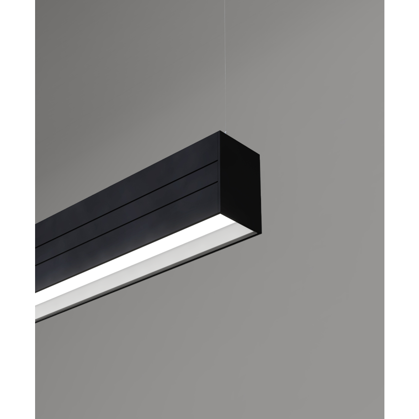 12100-21-P-R linear LED pendant light shown with a black finish and regressed lens