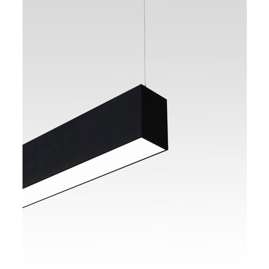 12100-22-P linear LED pendant light shown with black finish and 2-inch frosted diffuser lens