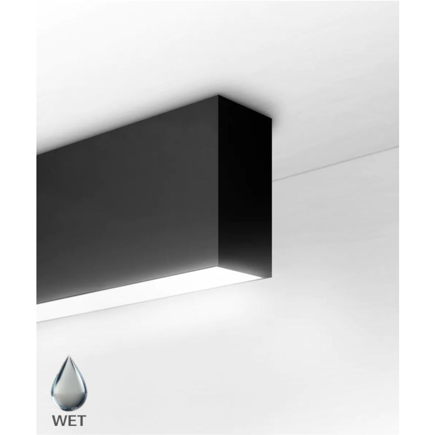 Product rendering of the 12100-45-S 4-inch Linear Surface Mount Linear LED Light by Alcon Lighting shown with a flat lens