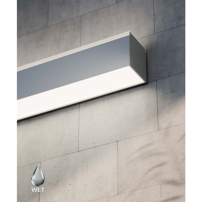 Alcon 12100-41-W Wet-Location Linear Direct and Indirect LED Wall Light shown in a Silver finish