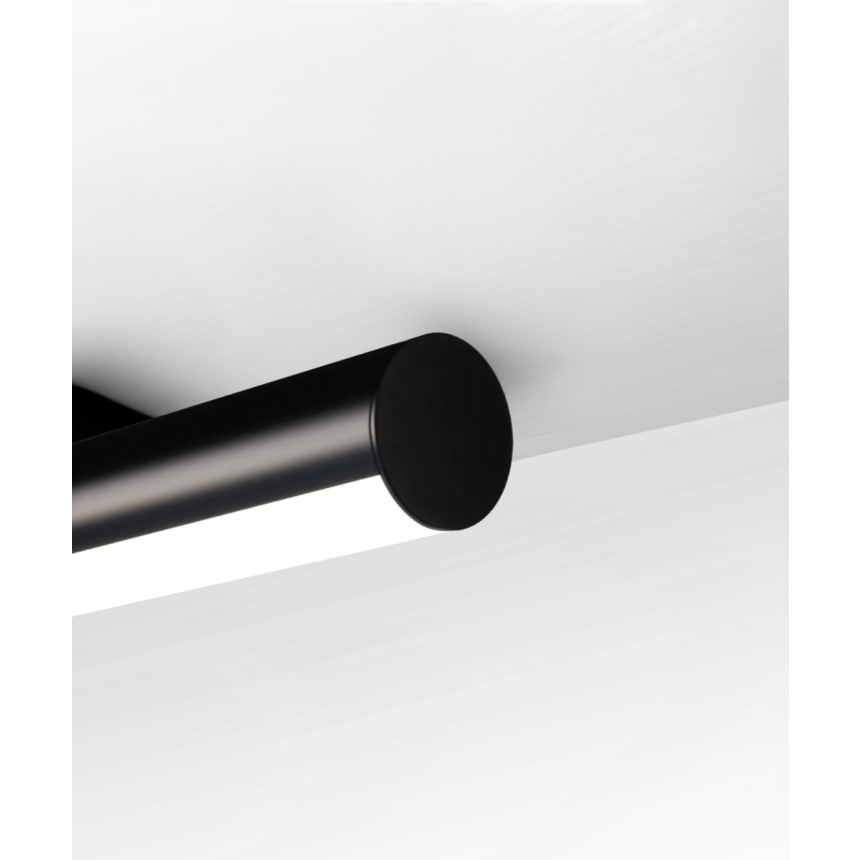 12100-R25 a 2.5" inch diameter linear tube surface light shown in satin black finish with flush half-moon curved lens.