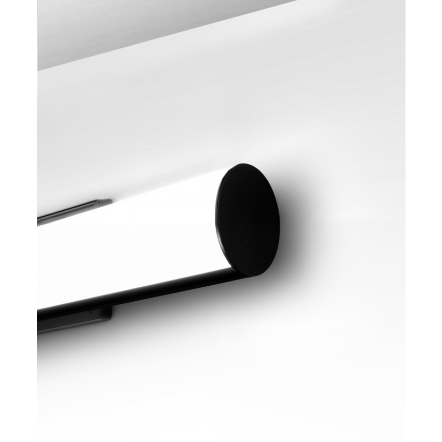 12100-R25 a 2.5" inch diameter linear tube wall light shown in satin black finish with flush half-moon curved lens.
