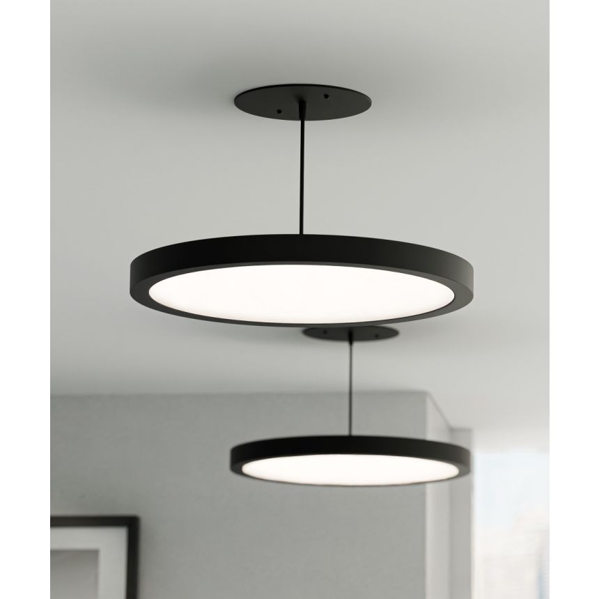 Alcon 12182-P-12 Architectural LED Disk Pendant Light shown in a Black finish