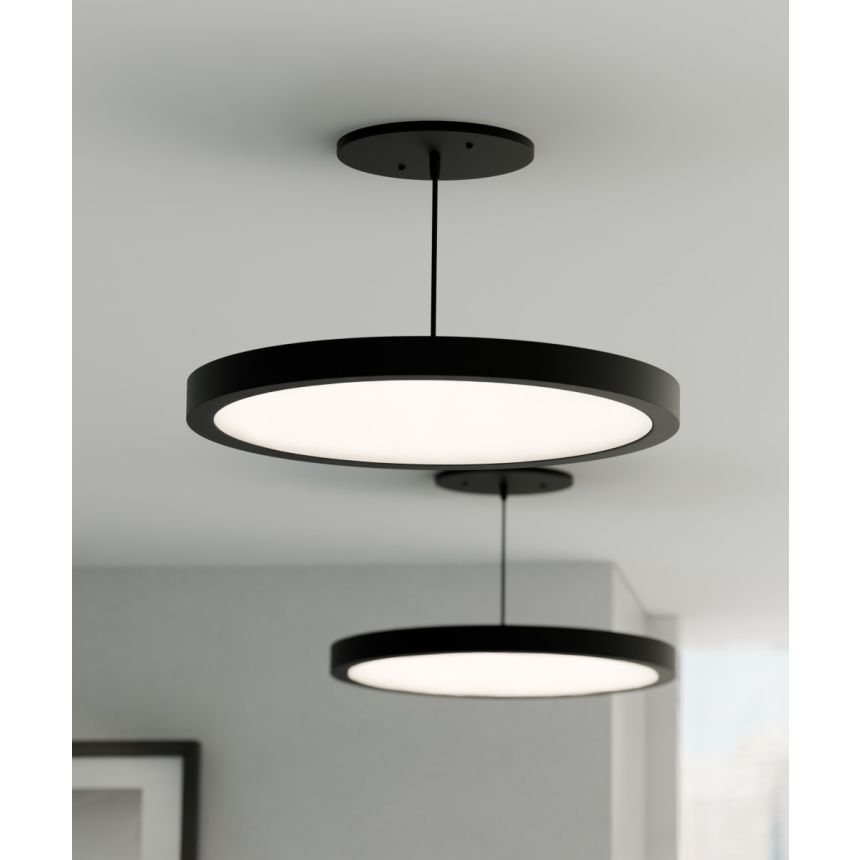 Alcon 12182-P-12 Architectural LED Disk Pendant Light shown in a Black finish 