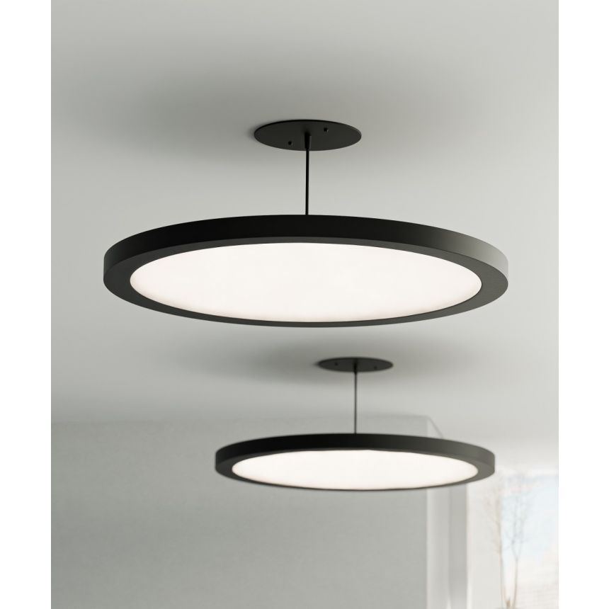 Alcon 12182-P-18 Architectural LED Disk Pendant Light shown in a Black finish