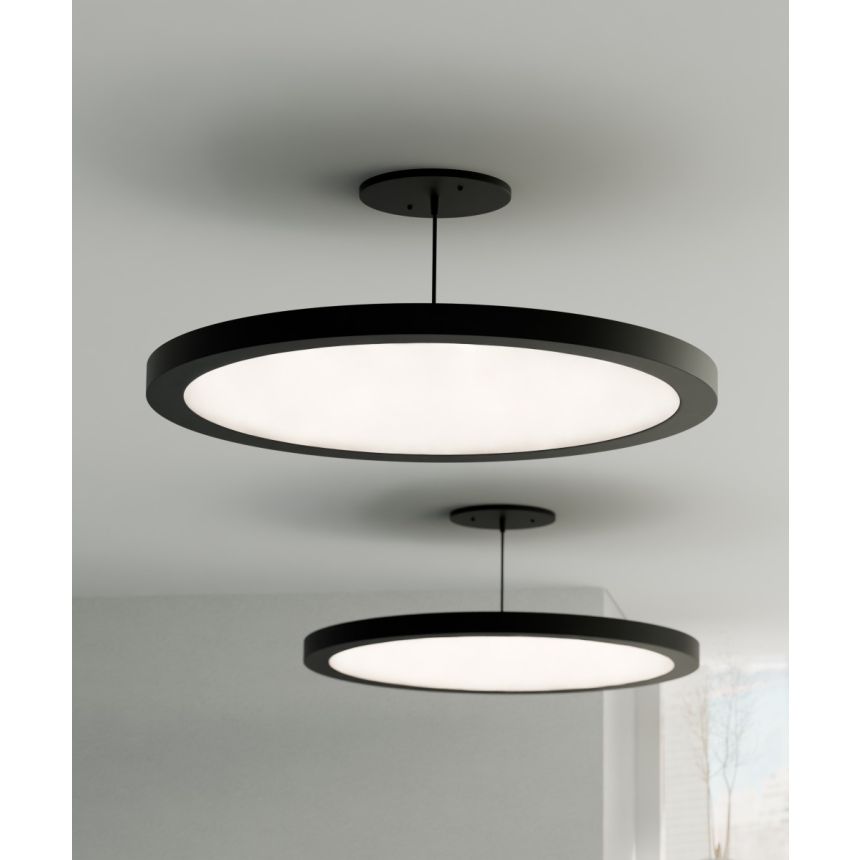 Alcon 12182-P-18 Architectural LED Disk Pendant Light shown in a Black finish