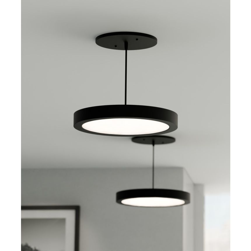 Alcon 12182-P-7 Architectural LED Disk Pendant Light shown in a Black finish