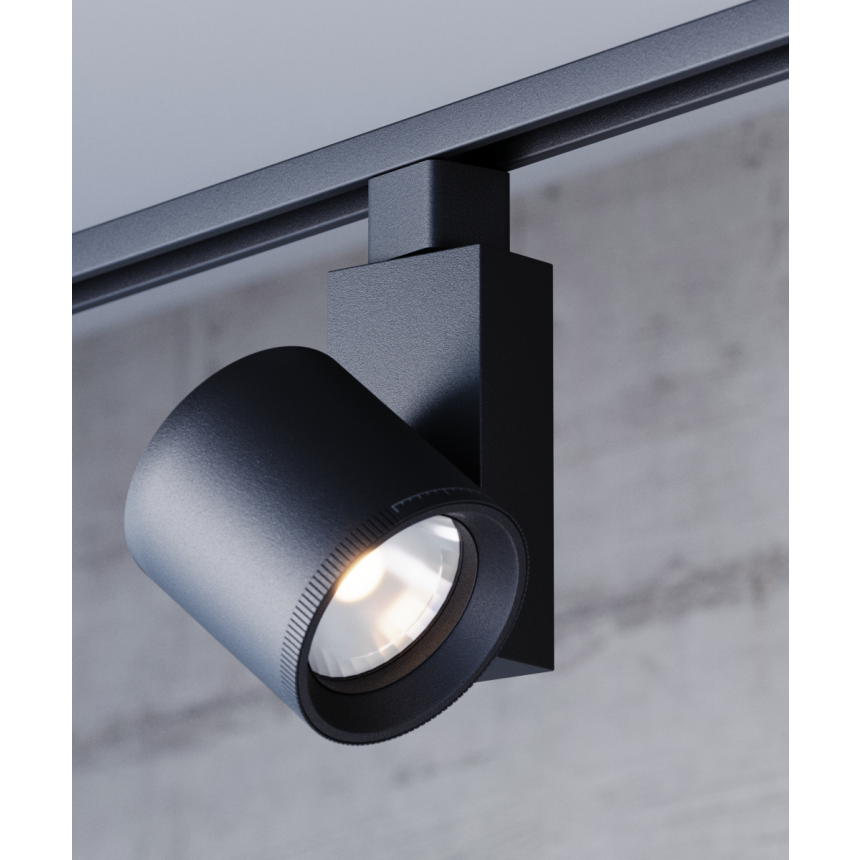 Alcon 13301 Architectural Adjustable Beam Track Light Head shown in a Black finish.