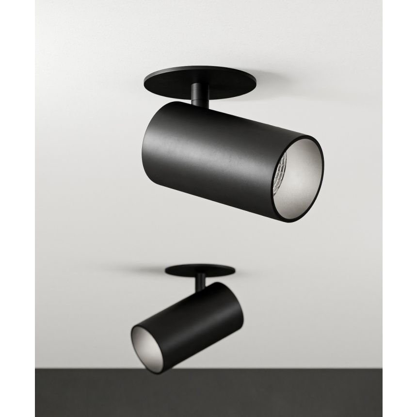Alcon 13352 Round Adjustable reccesed monopoint Light shown in a Black finish