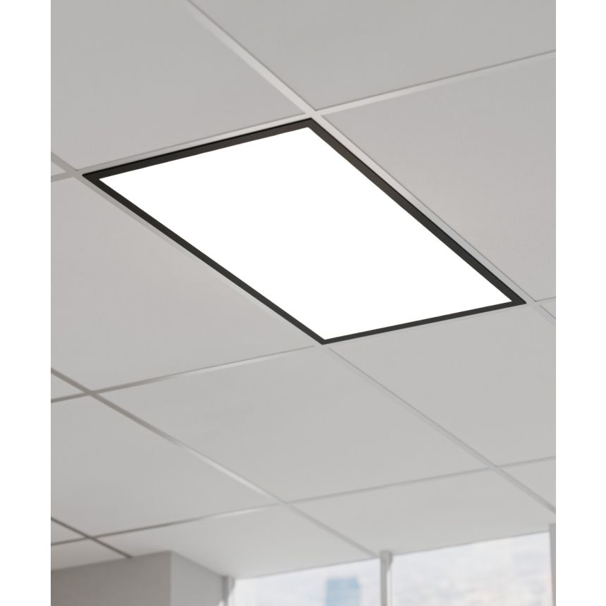 Alcon 14001-R Low-Profile Black Recessed Back-Lit LED Panel Light shown in a Black finish