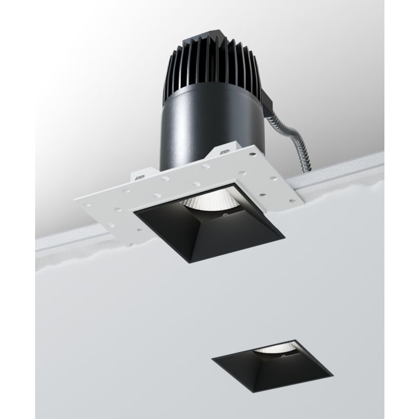 Alcon 14073-DIR Trimless Square Recessed LED Downlight shown in a Black finish
