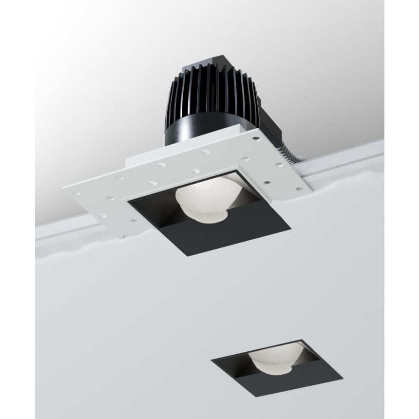 Alcon 14073-WW Trimless Wall Wash Square Recessed LED Downlight shown in a Black finish